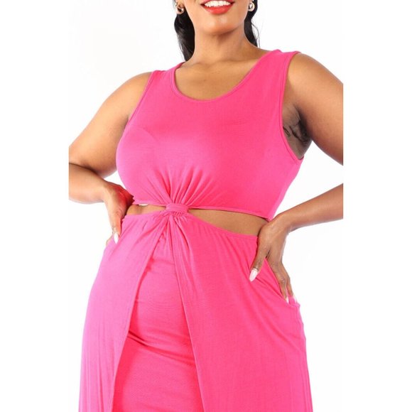 Women's Sexy Cut-Out Detailed Front Twist Sleeveless Maxi Dress Curvy Plus Size - Picture 8 of 10